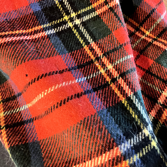 VTG Rally Klad Scotland Wool Travel Rug Tartan Stuart Plaid Blanket Red Blue - Picture 5 of 6